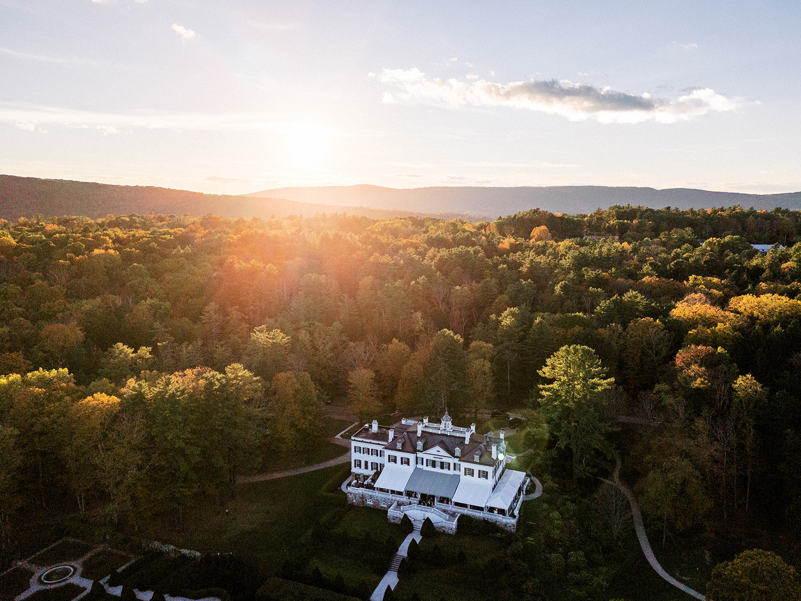 The sun sets over The Mount.
