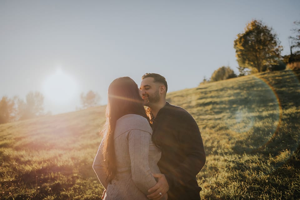 Golden-hour engagement portrait by Moe Najim